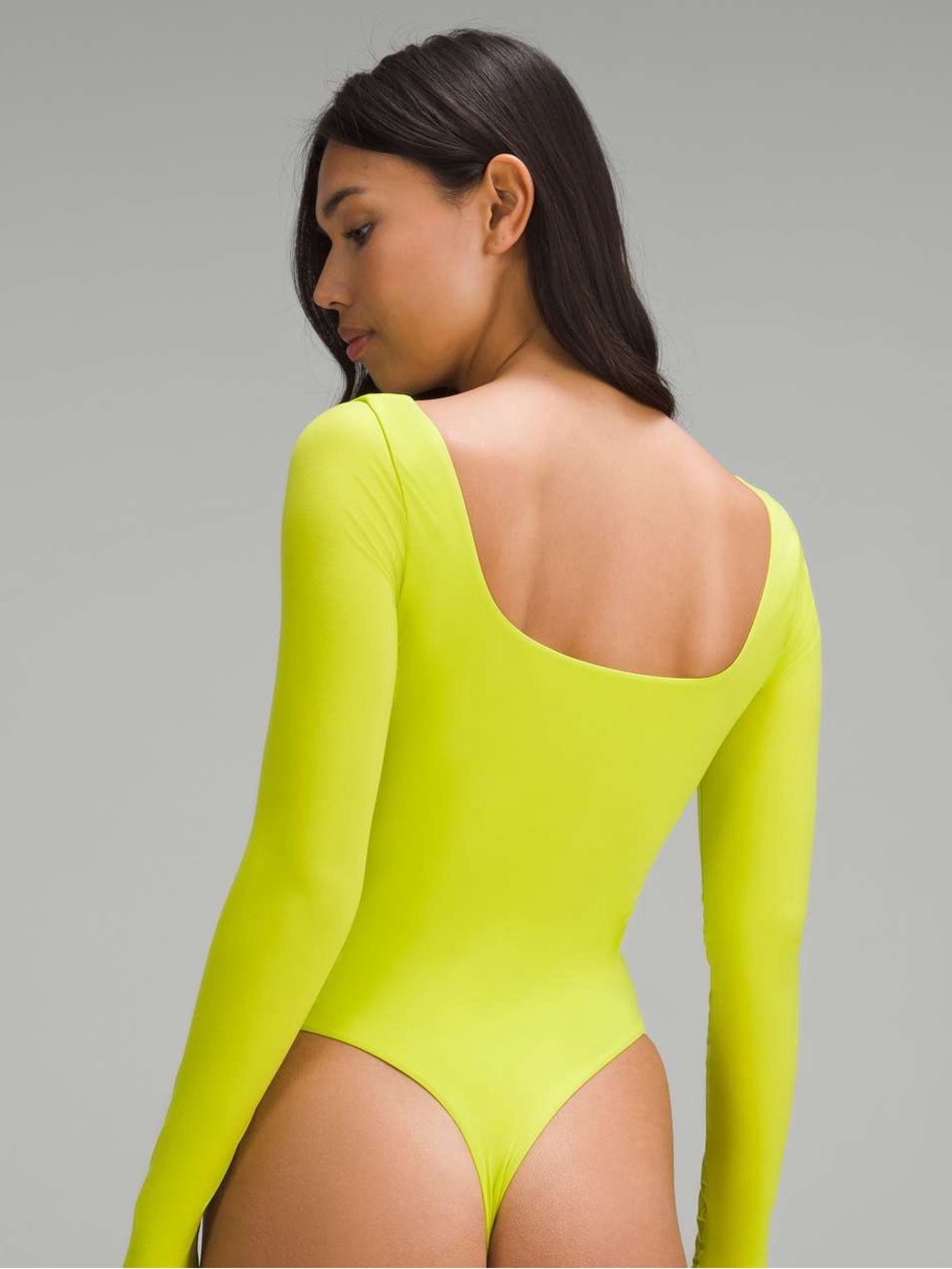 Lululemon Wundermost Ultra Soft Nulu Square Neck LS Bodysuit Lichen Lime Size M - Picture 2 of 13